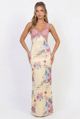 Sweet Tea Mesh Floral Maxi Dress