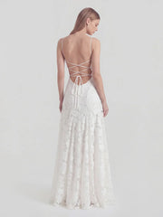 Floral-Burnout Cowl Neck Gown