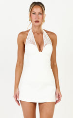 Remy Top - Lace Halter Corset Top in Off White