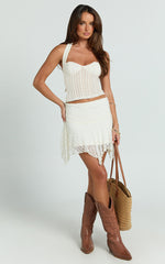 Arianne Top - Lace Halter Sweetheart Bustier Top in Ivory