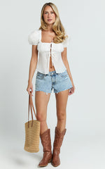 Candace Top - Square Neck Babydoll Top in White