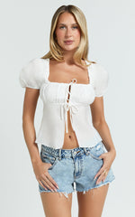 Candace Top - Square Neck Babydoll Top in White