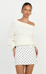 Eloise Skort - A Line Skort in White Polka Dot