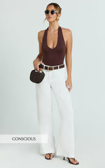 Evie Pants - Mid Rise Wide Leg Linen Blend Tailored Pants in White