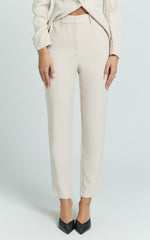 Hermie Pants - High Waisted Cropped Tailored Pants in Putty