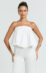 Imara Top - Strapless Peplum Top in Off White