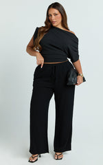 Kala Pants - Mid Waisted Relaxed Elastic Waist Pants in Black