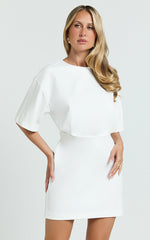 Karyna Mini Dress - Short Sleeve Boxy T-shirt Dress in White