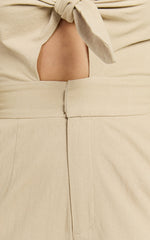Maja Jumpsuit - Front Tie Off Shoulder Jumpsuit in Sand