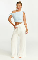 Makenna Pants - Wide Leg Crinkle Pants in White