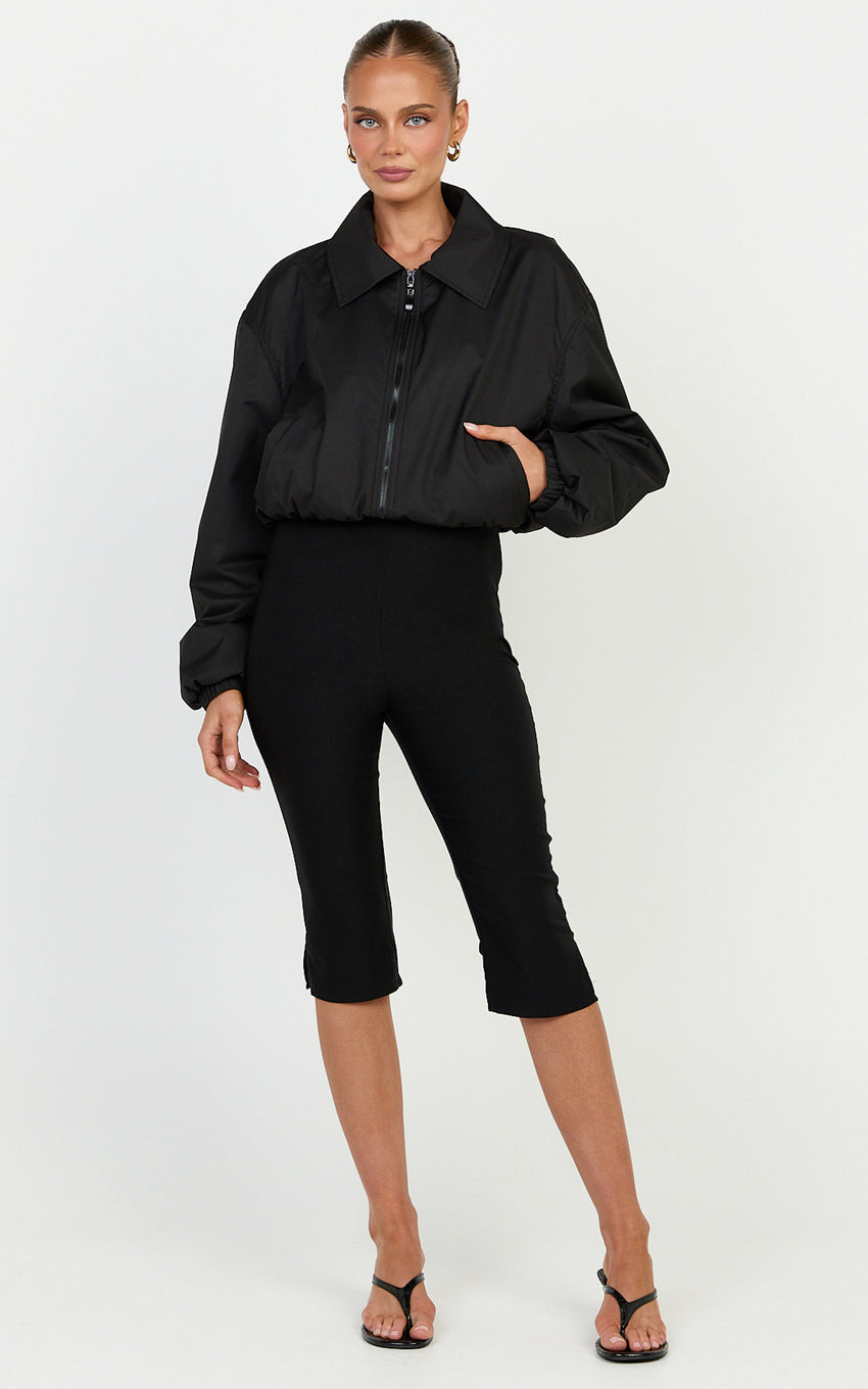 Melenda Pants - Tailored Side Split Capri Pants in Black