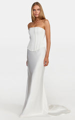 Carrie Top - Strapless Lace Up Corset Top in White