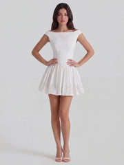 Chic Boat Neck Broderie Anglaise Dress