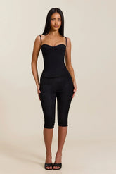 The Everly Lace Up Corset Top in Black