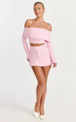 Ursula Mini Skirt - Structured Tailored Skirt in Pink