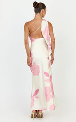 Eve Midi Dress - One Shoulder Slip Dress in Butter Floral