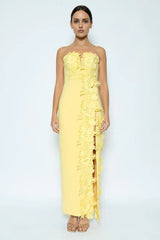Éloise Floral Appliqué Column Maxi Dress