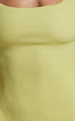 Brie Midi Dress - Scoop Neck Knit Slip Dress in Chartreuse