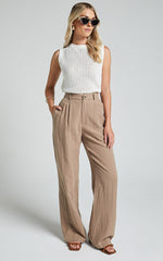 Bryanna Top - Knitted High Neck Sleeveless Top in White