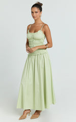 Cami Midi Dress - Rushed Bodice Dress in Sage