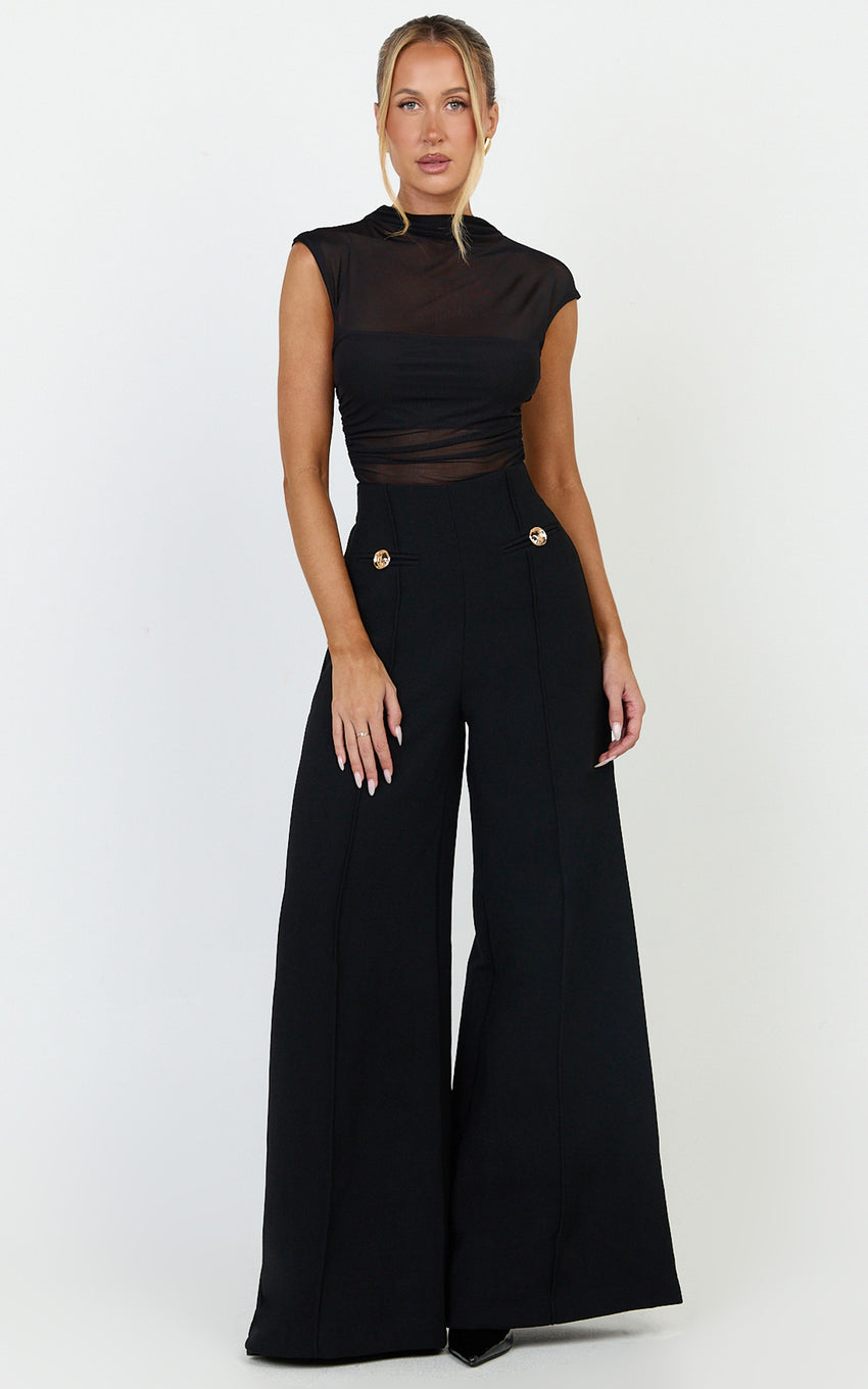 Clara Pants - High Waisted Wide Leg Pants in Black