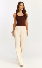Elani Top - Scoop Neck Rib Tank Top in Chocolate
