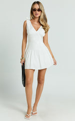 Elyza Mini Dress - V-neck Tierred Dress in White
