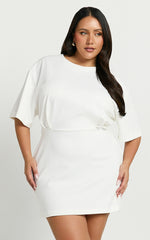 Karyna Mini Dress - Short Sleeve Boxy T-shirt Dress in White