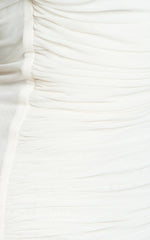Larson Maxi Dress - Asymmetric Tie Neck Column Dress in Cream