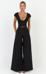 Lilo Pants - High Waisted Wide Leg Pants in Black