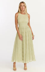 Paloma Midi Dress - Ruched Shift Dress in Sage