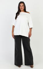 Ruby Top - Off Shoulder Asymmetrical T-shirt in White