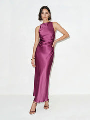 Elegant Cowl Neck Satin Gown