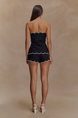 Judith Strapless Scallop Top - Black